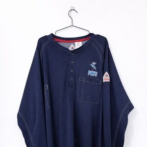 Bulwark FR Flame Resistant Navy Long Sleeve Henley Work Shirt